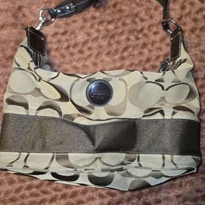 Coach Beige and Brown Shoulder Bag